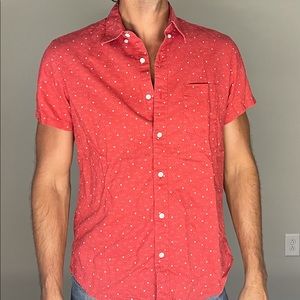 Red J Crew short sleeve button down shirt, Sample